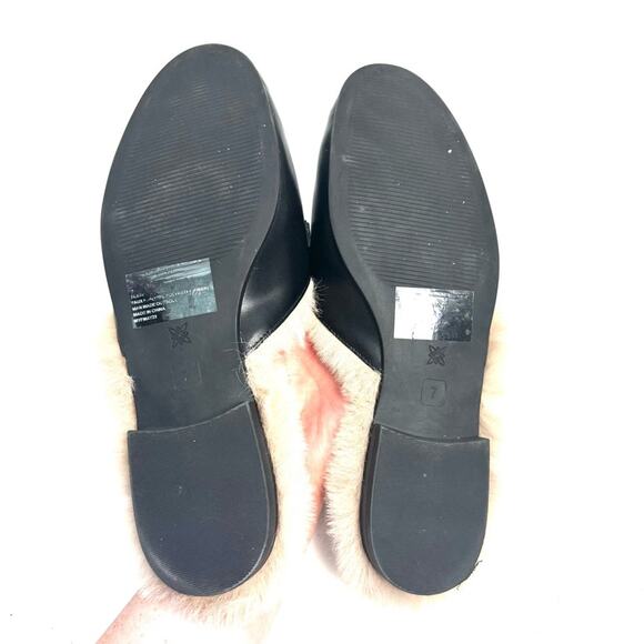 BCBGeneration Black Faux Fur Loafers Slides Shoes Size 7 - Picture 5 of 6